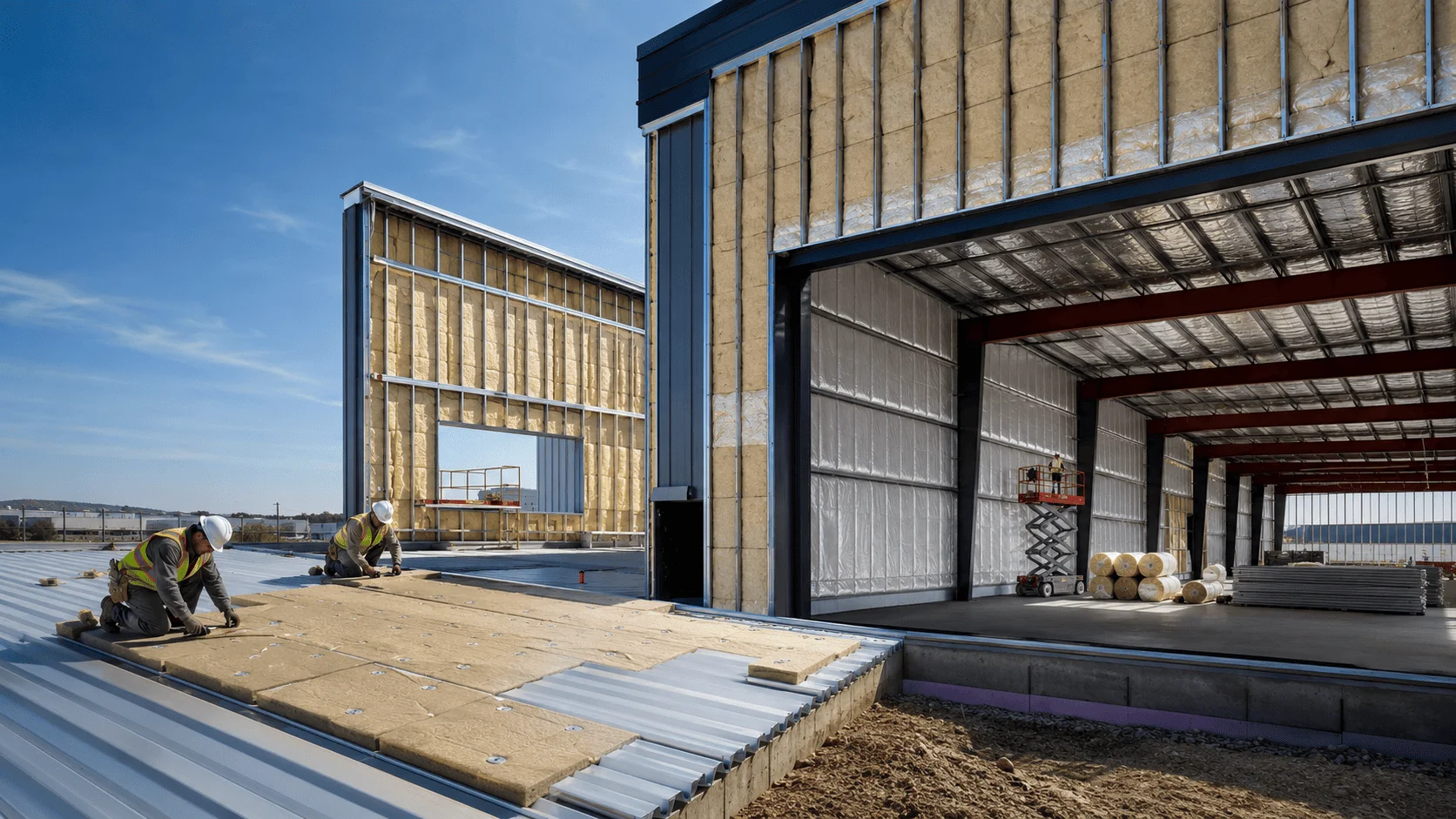 Commercial insulation systems installed on a metal building envelope