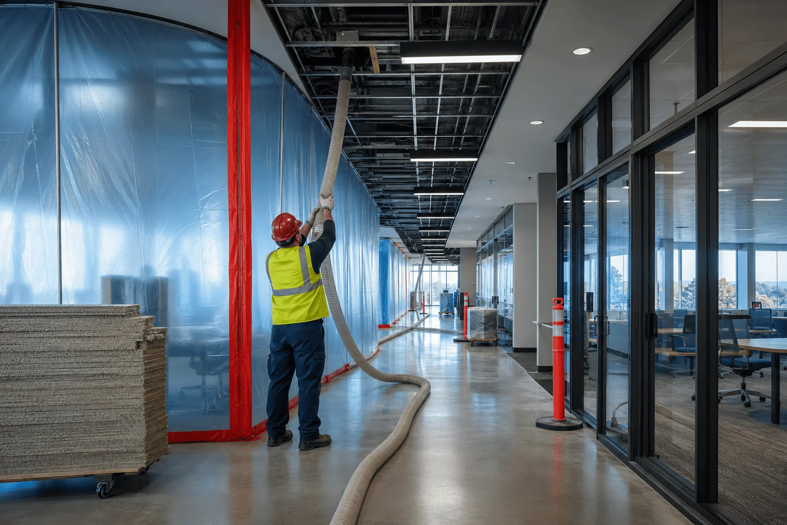 Commercial insulation retrofit work in an existing facility